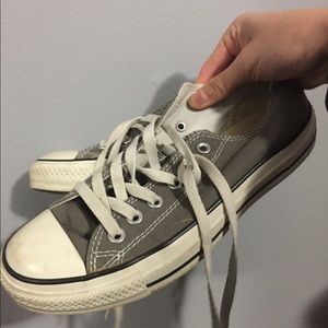 Gray and white Converses